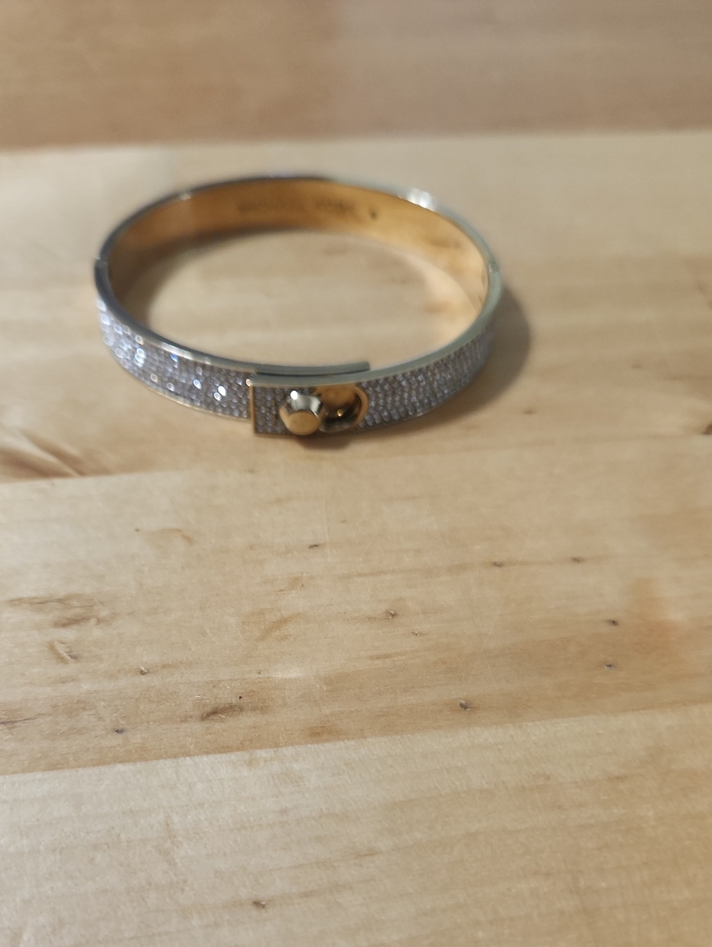 Michael Kors Collection Gold and Silver Crystal Pavé Hinged Bangle